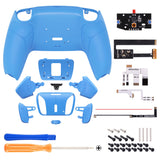 eXtremeRate Starlight Blue Rubberized Grip Remappable RISE4 Remap Kit for PS5 Controller BDM 010 & BDM 020, Upgrade Board & Redesigned Back Shell & 4 Back Buttons for PS5 Controller - Controller NOT Included - YPFU6006