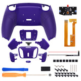 eXtremeRate Galactic Purple Rubberized Grip Remappable RISE4 Remap Kit for PS5 Controller BDM-030/040, Upgrade Board & Redesigned Galactic Purple Back Shell & 4 Back Buttons for PS5 Controller - Controller NOT Included - YPFU6007G3