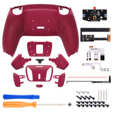 eXtremeRate Cosmic Red Rubberized Grip Remappable RISE4 Remap Kit for PS5 Controller BDM 010 & BDM 020, Upgrade Board & Redesigned Back Shell & 4 Back Buttons for PS5 Controller - Controller NOT Included - YPFU6008
