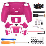 eXtremeRate Nova Pink Rubberized Grip Remappable RISE4 Remap Kit for PS5 Controller BDM 010 & BDM 020, Upgrade Board & Redesigned Back Shell & 4 Back Buttons for PS5 Controller - Controller NOT Included - YPFU6009