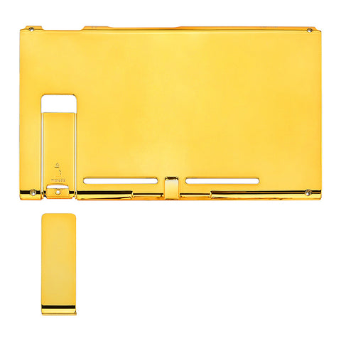 eXtremeRate Chrome Gold Console Back Plate DIY Replacement Housing Shell Case with Kickstand for Nintendo Switch Console - ZD401