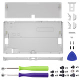 eXtremeRate Clear Black Console Back Plate DIY Replacement Housing Shell Case with Kickstand for Nintendo Switch OLED – Console and Joycon NOT Included - ZNSOM5005