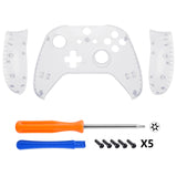 eXtremeRate Transparent Clear Top Shell Front Housing Faceplate Replacement Parts with Side Rails Panel for Xbox One X & One S Controller (Model 1708) - ZSXOFX15