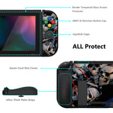 PlayVital ZealProtect Soft Protective Case for Nintendo Switch, Flexible Cover for Switch with Tempered Glass Screen Protector & Thumb Grips & ABXY Direction Button Caps - Ghost of Samurai - RNSYV6041