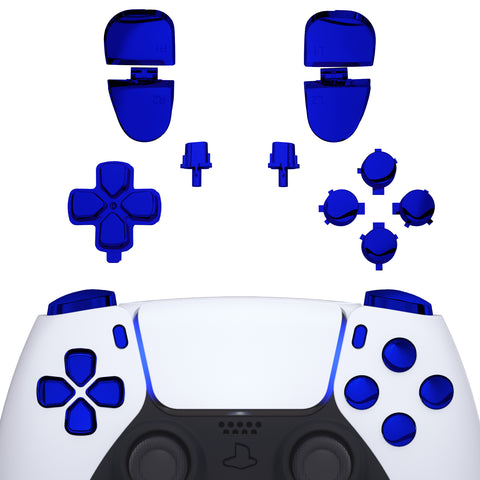 eXtremeRate Replacement D-pad R1 L1 R2 L2 Triggers Share Options Face Buttons, Chrome Blue Full Set Buttons Compatible with ps5 Controller BDM-030/040 - Controller NOT Included - JPF2004G3