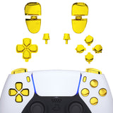 eXtremeRate Replacement D-pad R1 L1 R2 L2 Triggers Share Options Face Buttons, Chrome Gold Full Set Buttons Compatible with ps5 Controller BDM-030/040 - Controller NOT Included - JPF2001G3