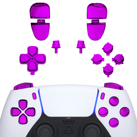 eXtremeRate Replacement D-pad R1 L1 R2 L2 Triggers Share Options Face Buttons, Chrome Purple Full Set Buttons Compatible with ps5 Controller BDM-030 - Controller NOT Included- JPF2005G3