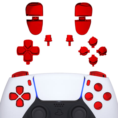 eXtremeRate Replacement D-pad R1 L1 R2 L2 Triggers Share Options Face Buttons, Chrome Red Full Set Buttons Compatible with ps5 Controller BDM-030/040/050 - Controller NOT Included - JPF2003G3