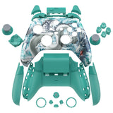 eXtremeRate ASR Version Performance Rubberized Full Set Shell Buttons with Redesigned Grip Diamond Texture Handles Backplate Case for Xbox Series X/S & Xbox Core Controller - Jade Dragon - Cloud Dominator - GVNX3T005