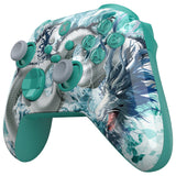 eXtremeRate ASR Version Performance Rubberized Full Set Shell Buttons with Redesigned Grip Diamond Texture Handles Backplate Case for Xbox Series X/S & Xbox Core Controller - Jade Dragon - Cloud Dominator - GVNX3T005