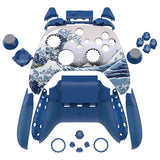 eXtremeRate ASR Version Performance Rubberized Full Set Shell Buttons with Redesigned Grip Diamond Texture Handles Backplate Case for Xbox Series X/S & Xbox Core Controller - The Great Wave - GVNX3T001