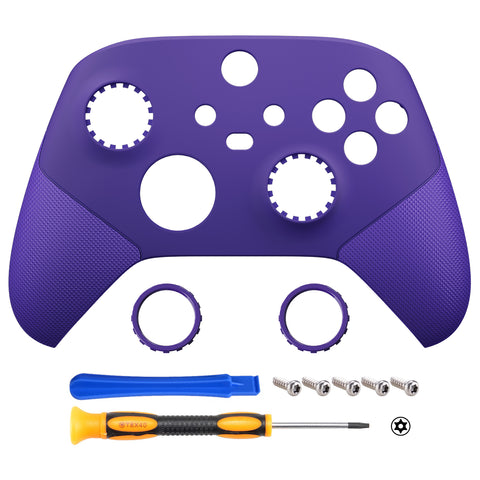 eXtremeRate Rubberized Purple ASR Version Performance Rubberized Grip Front Housing Shell  with Accent Rings for Xbox Series X/S Controller - FX3C3005