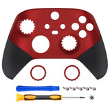 eXtremeRate Rubberized Scarlet Red & Black ASR Version Performance Rubberized Grip Front Housing Shell  with Accent Rings for Xbox Series X/S Controller - FX3C3003