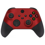eXtremeRate Rubberized Scarlet Red & Black ASR Version Performance Rubberized Grip Front Housing Shell  with Accent Rings for Xbox Series X/S Controller - FX3C3003