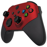 eXtremeRate Rubberized Scarlet Red & Black ASR Version Performance Rubberized Grip Front Housing Shell  with Accent Rings for Xbox Series X/S Controller - FX3C3003