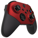 eXtremeRate Rubberized Scarlet Red & Black ASR Version Performance Rubberized Grip Front Housing Shell  with Accent Rings for Xbox Series X/S Controller - FX3C3003