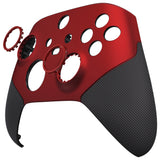 eXtremeRate Rubberized Scarlet Red & Black ASR Version Performance Rubberized Grip Front Housing Shell  with Accent Rings for Xbox Series X/S Controller - FX3C3003