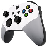 eXtremeRate Rubberized White & Gray ASR Version Performance Rubberized Grip Front Housing Shell  with Accent Rings for Xbox Series X/S Controller - FX3C3009