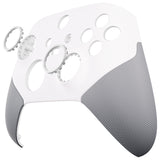 eXtremeRate Rubberized White & Gray ASR Version Performance Rubberized Grip Front Housing Shell  with Accent Rings for Xbox Series X/S Controller - FX3C3009