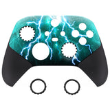 eXtremeRate Green Storm Thunder ASR Version Performance Rubberized Grip Front Housing Shell  with Accent Rings for Xbox Series X/S Controller - FX3C1009