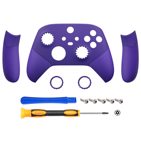 eXtremeRate Rubberized Purple ASR Version Performance Rubberized Side Rails Front Shell with Accent Rings for Xbox Series X/S Controller - ZX3C3005