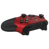 eXtremeRate Rubberized Scarlet Red & Black ASR Version Performance Rubberized Side Rails Front Shell with Accent Rings for Xbox Series X/S Controller - ZX3C3003