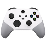 eXtremeRate Rubberized White & Gray ASR Version Performance Rubberized Side Rails Front Shell with Accent Rings for Xbox Series X/S Controller - ZX3C3009