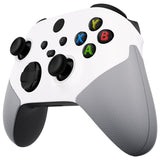 eXtremeRate Rubberized White & Gray ASR Version Performance Rubberized Side Rails Front Shell with Accent Rings for Xbox Series X/S Controller - ZX3C3009
