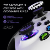 eXtremeRate Rubberized White & Gray ASR Version Performance Rubberized Grip Front Housing Shell  with Accent Rings for Xbox Series X/S Controller - FX3C3009