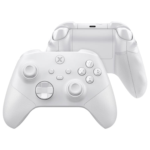 eXtremeRate ASR Version Performance Redesigned Full Set Shell Buttons with Ergonomic Trigger Stop Rubberized Grip for Xbox Series X/S Controller & Xbox Core Controller - Diamond Frosted White - KDXX3C006