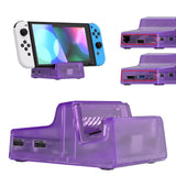 eXtremeRate AiryDocky DIY Kit Clear Atomic Purple Replacement Case for Nintendo Switch Dock, Redesigned Portable Mini Dock Shell Cover for Nintendo Switch OLED - Shells Only, Dock & Circuit Board NOT Included - LLNSM004