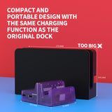 eXtremeRate AiryDocky DIY Kit Clear Atomic Purple Replacement Case for Nintendo Switch Dock, Redesigned Portable Mini Dock Shell Cover for Nintendo Switch OLED - Shells Only, Dock & Circuit Board NOT Included - LLNSM004