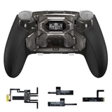 eXtremeRate BEYOND Back Paddles Kit with OLED Display & Redesigned Ergonomic Grips for PS5 Edge Controller - Rubberized Clear & Black - BYNEGU006