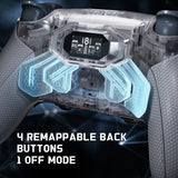 eXtremeRate BEYOND Back Paddles Kit with OLED Display & Redesigned Ergonomic Grips for PS5 Edge Controller - Rubberized Clear & Gray - BYNEGU005