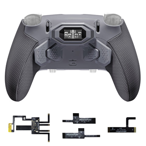 eXtremeRate BEYOND Back Paddles Kit with OLED Display & Redesigned Ergonomic Grips for PS5 Edge Controller - Rubberized New Hope Gray & Classic Gray - BYNEGU004
