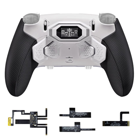 eXtremeRate BEYOND Back Paddles Kit with OLED Display & Redesigned Ergonomic Grips for PS5 Edge Controller - Rubberized White & Black - BYNEGU003