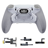 eXtremeRate BEYOND Back Paddles Kit with OLED Display & Redesigned Ergonomic Grips for PS5 Edge Controller - Rubberized White & Gray - BYNEGU002