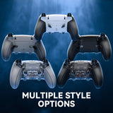 eXtremeRate Beyond-ARC Bottom Shell Kit with Rubberised Grip for PS5 Edge Controller - Clear & Black - CKREGU005