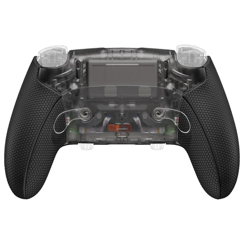 eXtremeRate Beyond-ARC Bottom Shell Kit with Rubberised Grip for PS5 Edge Controller - Clear & Black - CKREGU005