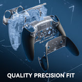 eXtremeRate Beyond-ARC Bottom Shell Kit with Rubberised Grip for PS5 Edge Controller - Clear & Black - CKREGU005