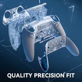 eXtremeRate Beyond-ARC Bottom Shell Kit with Rubberised Grip for PS5 Edge Controller - Clear & Gray - CKREGU004