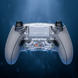 eXtremeRate Beyond-ARC Bottom Shell Kit with Rubberised Grip for PS5 Edge Controller - Clear & Gray - CKREGU004