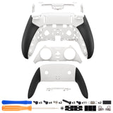 eXtremeRate Beyond-ARC Bottom Shell Kit with Rubberised Grip for PS5 Edge Controller - White Black - CKREGU002