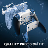 eXtremeRate Beyond-ARC Bottom Shell Kit with Rubberised Grip for PS5 Edge Controller - White Black - CKREGU002