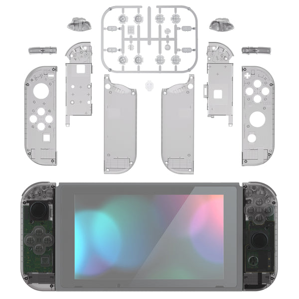 eXtremeRate Clear Black Joycon Handheld Controller Housing with Full S ...