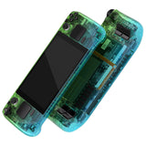 eXtremeRate Replacement Gradient Translucent Green Blue Full Set Shell with Buttons for Steam Deck LCD - QESDP014