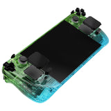 eXtremeRate Replacement Gradient Translucent Green Blue Full Set Shell with Buttons for Steam Deck LCD - QESDP014