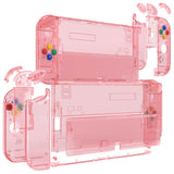 eXtremeRate Crystal Cherry Pink Full Set Shell for Nintendo Switch OLED, Replacement Console Back Plate & Kickstand, NS Joycon Handheld Controller Housing & Buttons for Nintendo Switch OLED - AQUSOP012