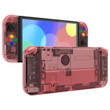 eXtremeRate Crystal Cherry Pink Full Set Shell for Nintendo Switch OLED, Replacement Console Back Plate & Kickstand, NS Joycon Handheld Controller Housing & Buttons for Nintendo Switch OLED - AQUSOP012