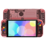 eXtremeRate Crystal Cherry Pink Full Set Shell for Nintendo Switch OLED, Replacement Console Back Plate & Kickstand, NS Joycon Handheld Controller Housing & Buttons for Nintendo Switch OLED - AQUSOP012